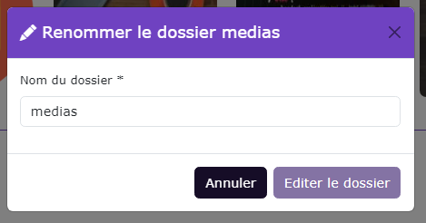 Edition d'un dossier